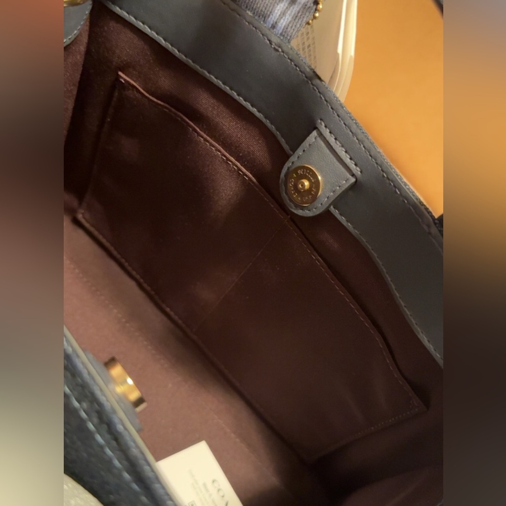 Smith Tote 24 in Denim with Coach logo handles - Picture 9 of 10